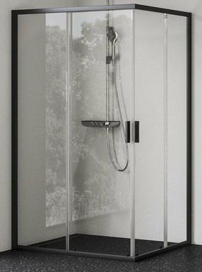 Prekė su pažeista pakuote. Dušo durys Ravak NBLRV2K, 90 cm x 195 cm x 90 cm, juoda sp./skaidrus