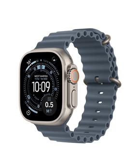 Gudrais pulkstenis Apple Watch Ultra 3 GPS + Cellular 49mm MEWH4ET/A, natural titanium korpuss ar anchor blue ocean siksniņu
