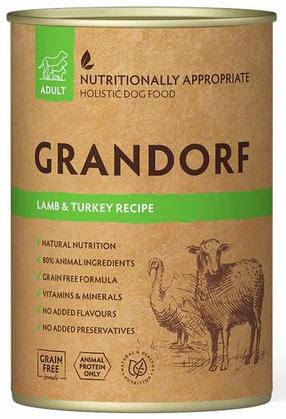 Mitrā barība (konservi) suņiem Grandorf Holistic, jēra gaļa/tītara gaļa, 0.4 kg