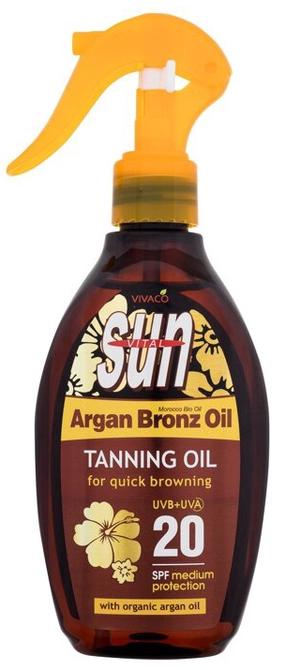 Aliejus įdegio priežiūrai kūnui Vivaco Sun Argan Bronz Oil SPF20, 200 ml