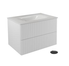Шкафчик для ванной с раковиной Besco Akya Linea, белый цв./черный цв., 52.5 см x 76 см x 50.7 см