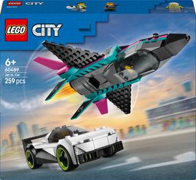 Konstruktorius „LEGO® City“ Reaktyvinis lėktuvas prieš automobilį, automobilių ir lėktuvo žaidimo rinkinys, 60489, 259 vnt.