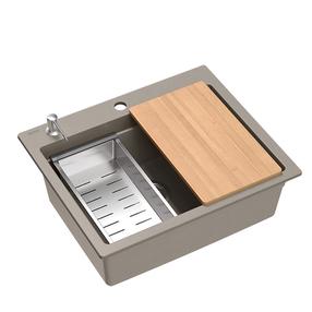 Virtuves izlietne Quadron Kurt 110, granīts, 59 cm x 50 cm x 21.5 cm, brūna krās.