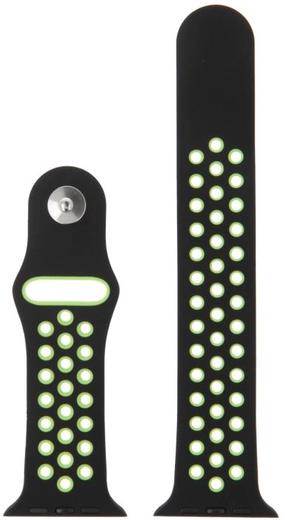 Dirželis Swissten, Sport Band For Apple Watch 38/40 mm, juoda sp./žalia sp.