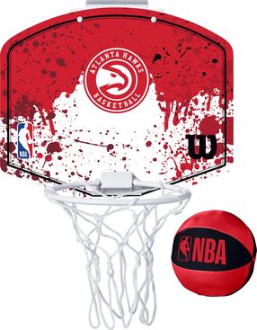 Подвесная баскетбольная доска с обручем Wilson NBA Mini Hoop Atlanta Hawks, С мячом