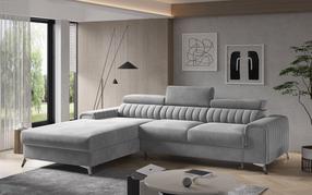 Kampinė sofa Grayson Nube 3, šviesiai pilka sp., kairinė, 205 x 278 cm x 92 cm