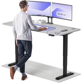 Arvutilaud reguleeritava kõrgusega Desktronic HomePro, 180 cm x 80 cm, 61 - 125.5 cm, must v./hall v.