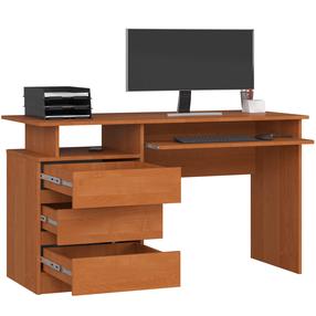 Rašomasis stalas su stalčiais Akord, 135 cm x 60 cm, 77 cm, ruda sp.