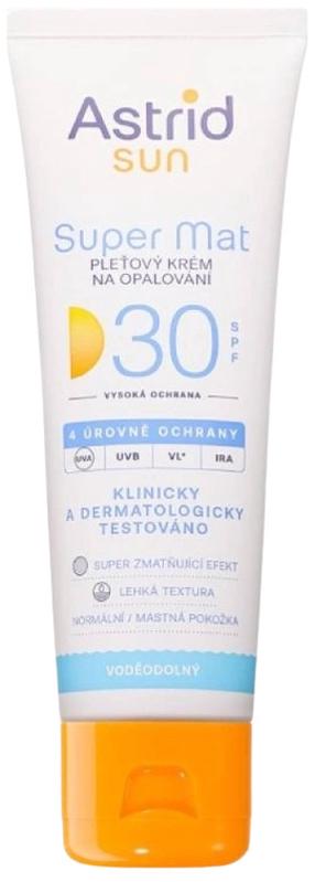 Päevituse hoolduskreem tooted näole Astrid Sun Super Mat SPF30, 50 ml