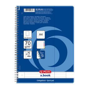 Burtnīca Herlitz Spiral Pad, līniju, A4, 80 lapas, Zila krās.