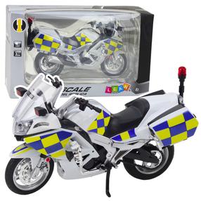  Rotaļu motocikls Lean Toys Model Replica Police, 1:12, balta krās.