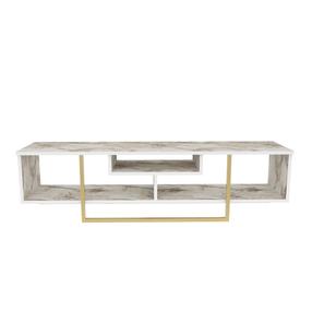 TV galds Kalune Design Asal 150, brūna krās./zelta krās./balta krās., 35.2 cm x 150 cm x 40 cm