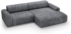 Kampinė sofa Polak Meble Passion, pilka sp., dešininė, 285 x 178 cm x 70 cm