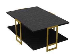 Kavos staliukas Kalune Design Polka, aukso sp./juoda sp., 91.5 cm x 61.5 cm x 36.6 cm
