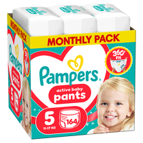 Sauskelnės-kelnaitės Pampers Active Baby, 5 dydis, 11 - 17 kg, 164 vnt.