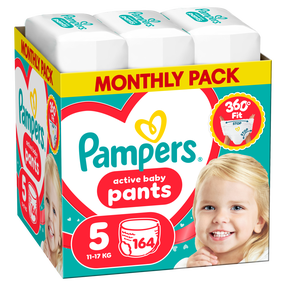 Sauskelnės-kelnaitės Pampers Active Baby, 5 dydis, 11 - 17 kg, 164 vnt.