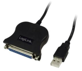Adapteris Logilink USB to D-SUB USB A male, DSUB 25-pin, 1.8 m, juoda sp.