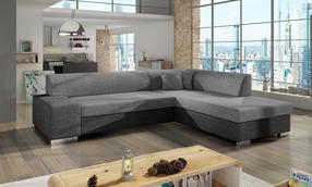 Kampinė sofa Porto Sawana 21, Sawana 05, juoda sp./pilka sp./tamsiai pilka sp., dešininė, 217 x 278 cm x 74 cm
