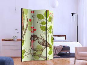 Širma Artgeist Bird And Lilies Vintage Pattern Paraventtc0974, įvairių spalvų, 135 cm x 172 cm