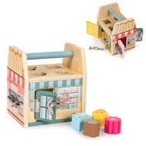 Lavinamasis kubas EcoToys Block Sorter Four Locks, 17 cm, įvairių spalvų