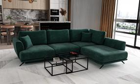 Kampinė sofa Larde Nube 35, tamsiai žalia sp., dešininė, 276 x 191 cm x 90 cm
