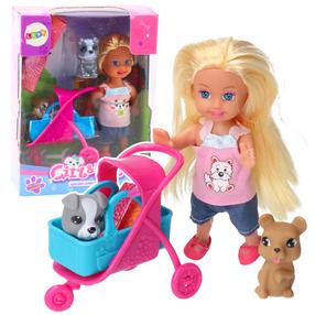 Кукла с аксессуарами Lean Toys Girl & Dog, 11 см, многоцветный