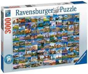 Puzle Ravensburger 99 Beautiful Places Of Europe 17080, 80 cm x 121 cm, 3000 gab., daudzkrāsaina