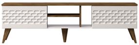 TV staliukas Kalune Design Egg, balta sp./tamsiai ruda sp., 180 cm x 35 cm x 53 cm