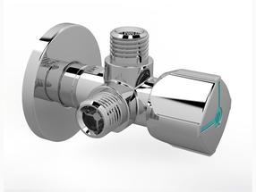 Ventilis Arco A-80 Twin, kampinis, vandentiekiui, 3/8 colio - išorinis sriegis, 1/2 colio - išorinis sriegis