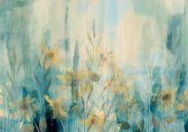 Fototapetas Artgeist A Touch Of Summer - Floral Motif With A Meadow Of Flowers In Blue Tones, 105 cm x 105 cm