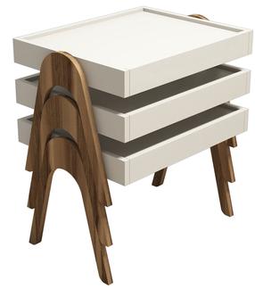 Kohvilaud Kalune Design Roma, kreemjasvalge/pähklipuu v., 32 - 40 cm x 40 cm x 54.3 - 61.8 cm