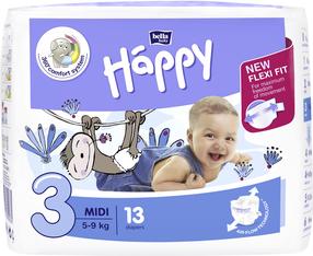 Mähkmed Happy Midi, 3 suurus, 5 - 9 kg, 13 tk