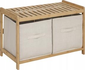 Vonios spintelė su skalbinių krepšiu 5five Tidy Box, ruda sp./smėlio sp., 44 cm x 66.8 cm x 35 cm