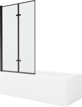 Vonia su sienele, laisvai pastatoma Mexen Cubik Black Frame, 160 cm x 70 cm x 40 cm, stačiakampis, balta sp./juoda sp.