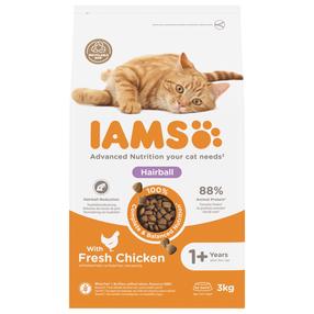 Sausas kačių maistas IAMS Hairball, vištiena, 3 kg