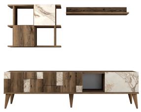 Dzīvojamās istabas mēbeļu komplekts Kalune Design Madrid, iekštelpu, balts krās./valriekstu krās.