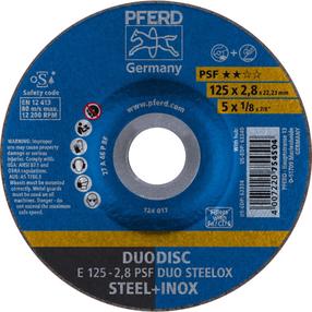 Griešanas un slīpēšanas disks Pferd E125-2.8 A46 P PSF-INOX-DUO, 125 mm x 2.8 mm x 22.23 mm