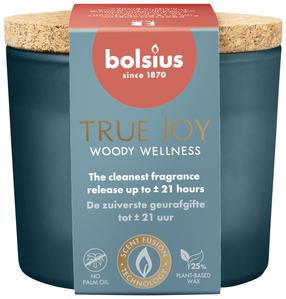 Žvakė, aromatinė Bolsius TRUE JOY Woody Wellness, 21 h, mėlyna sp.