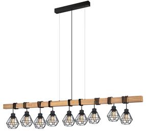 Šviestuvas kabinamas Eglo Townshend 5 43134, E27, 9 x 60 W, juoda sp. / ruda sp.