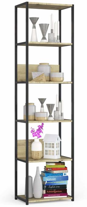 Grīdas plaukts Akord Furniture Factory, ozola krās./melns krās., 192 cm x 50 cm x 32 cm