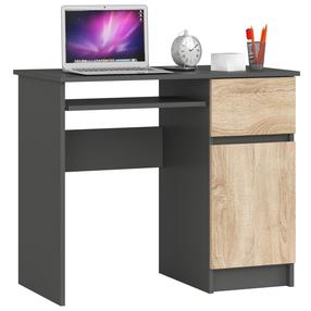 Rakstāmgalds ar skapi Akord Furniture Factory Piksel Right, 90 cm x 50 cm, 77 cm, pelēka krās./sonoma ozola krās.