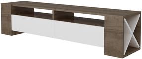 TV staliukas Kalune Design Sosruko, balta sp./riešuto sp./ruda sp., 155 cm x 35 cm x 35 cm