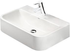 Умывальник для ванной комнаты Paa Samba, масса камня, 54.5 см x 37.5 см x 13.3 см, белый цв.