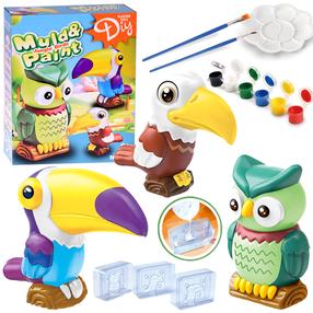 Ģipša figūru veidošanas komplekts Muld & Paint Jungle Birds, daudzkrāsaina