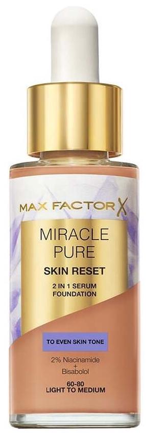 Grima bāze Max Factor Miracle Pure Skin Reset 2in1, light to medium krās., 60-80, 30 ml