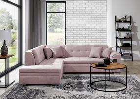 Kampinė sofa Pieretta Soro 61, rožinė sp., kairinė, 205 x 260 cm x 80 cm