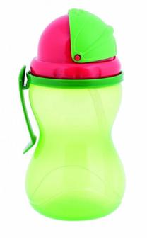 Vaikiška gertuvė Canpol Babies Sport Cup Flip Top Straw, 370 ml, 1 m., plastikas, žalia sp.