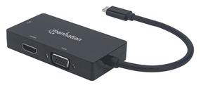 Adapteris Manhattan USB-C, HDMI / DVI / VGA, 0.1 m