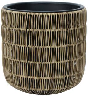 Gėlių vazonas Home4you Wicker 38092, plastikinis/metalas, Ø 35 cm, šviesiai ruda sp.