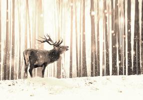 Fototapetas Artgeist Deer In The Snow (Sepia) LFT1869, 140 cm x 200 cm